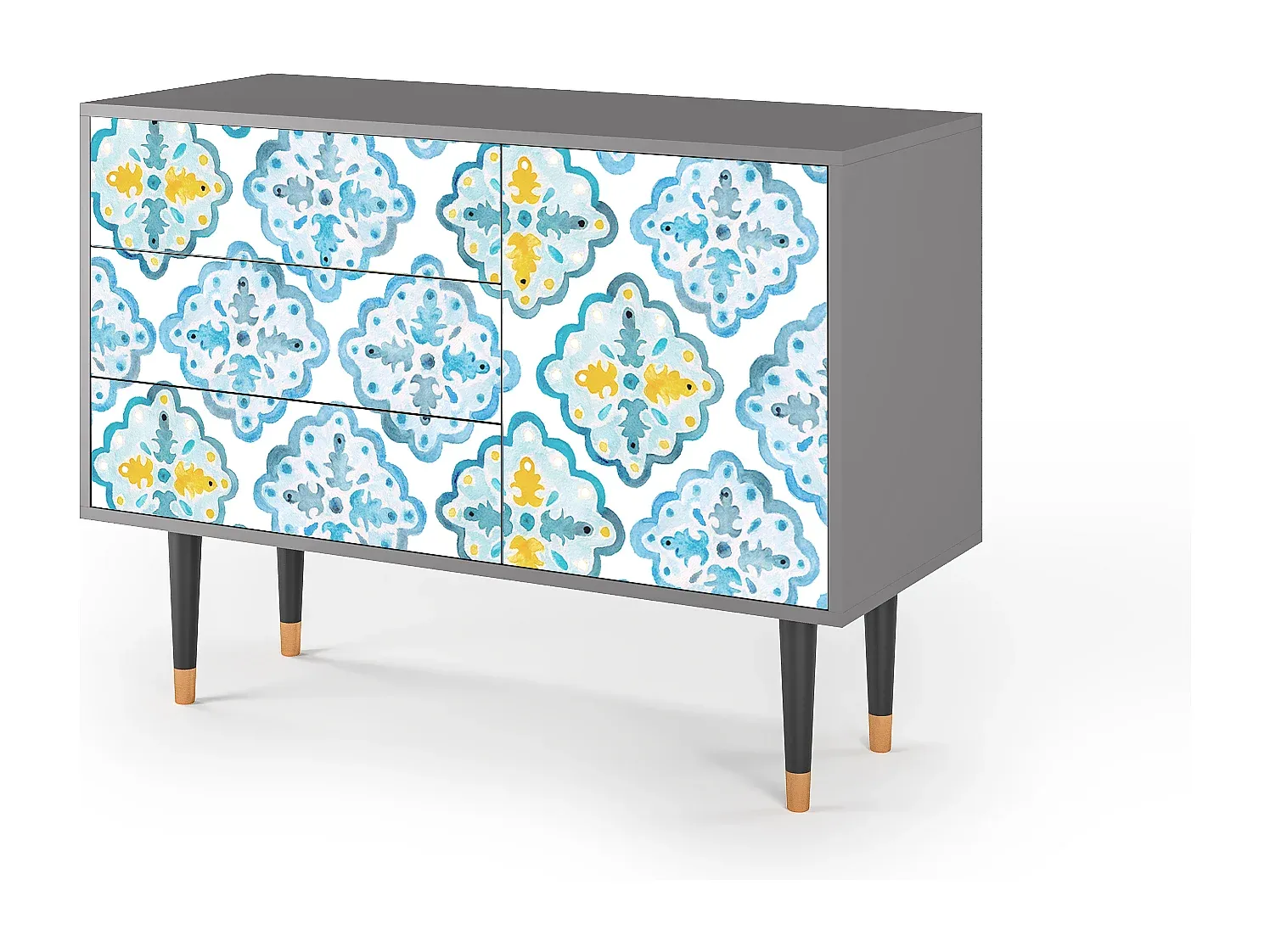 Moderner Sideboard mit Kachelmuster - Grau