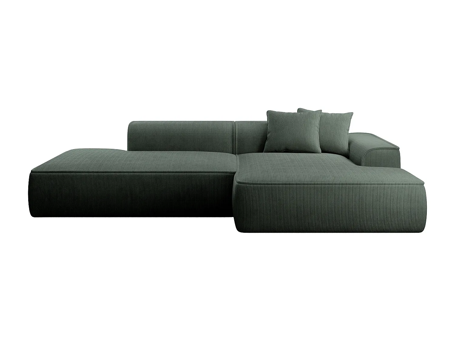 Bequemes Ecksofa mit Recamiere in Grün