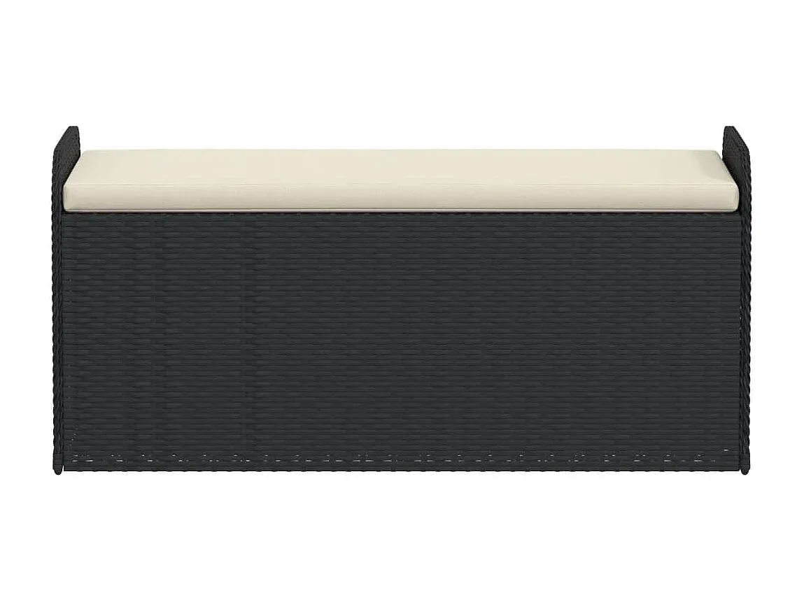Gartenbank mit Stauraum und Kissen Schwarz