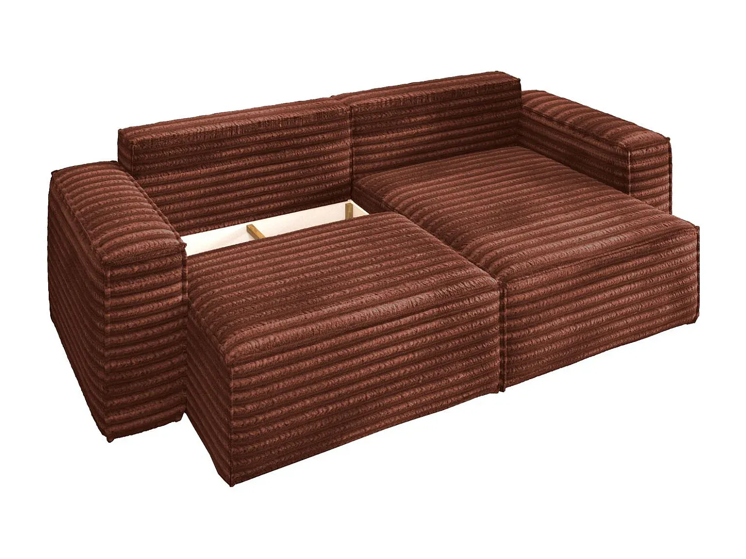 Ecksofa mit Schlaffunktion aus Stoff, Kupfer, rechts