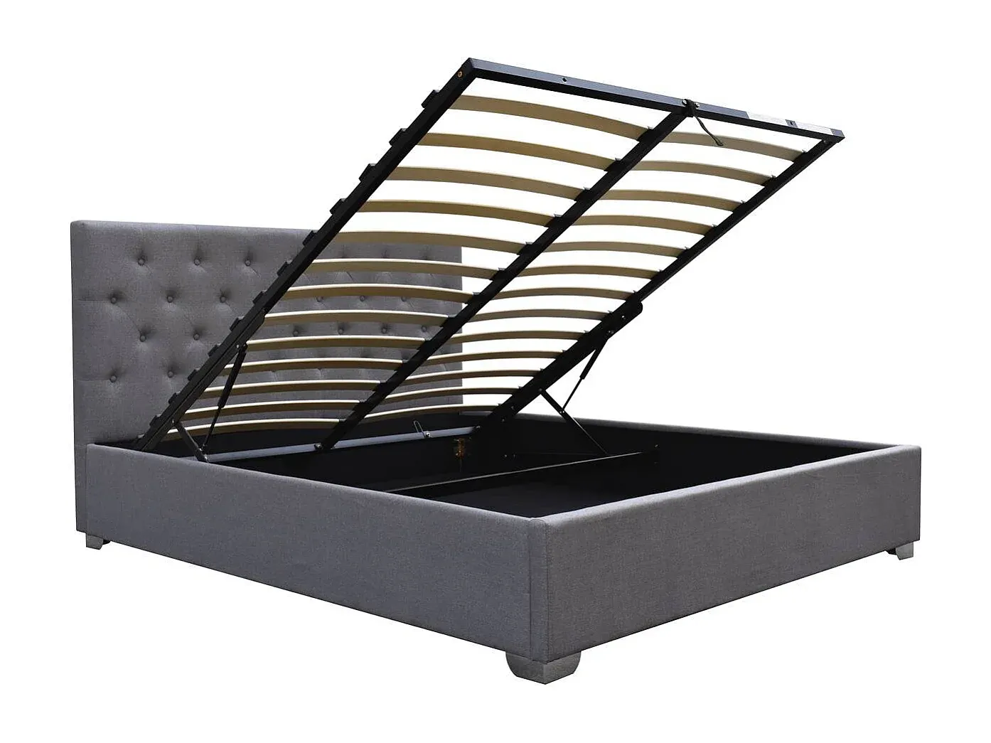 Stauraumbett in Grau - 140 x 190 cm