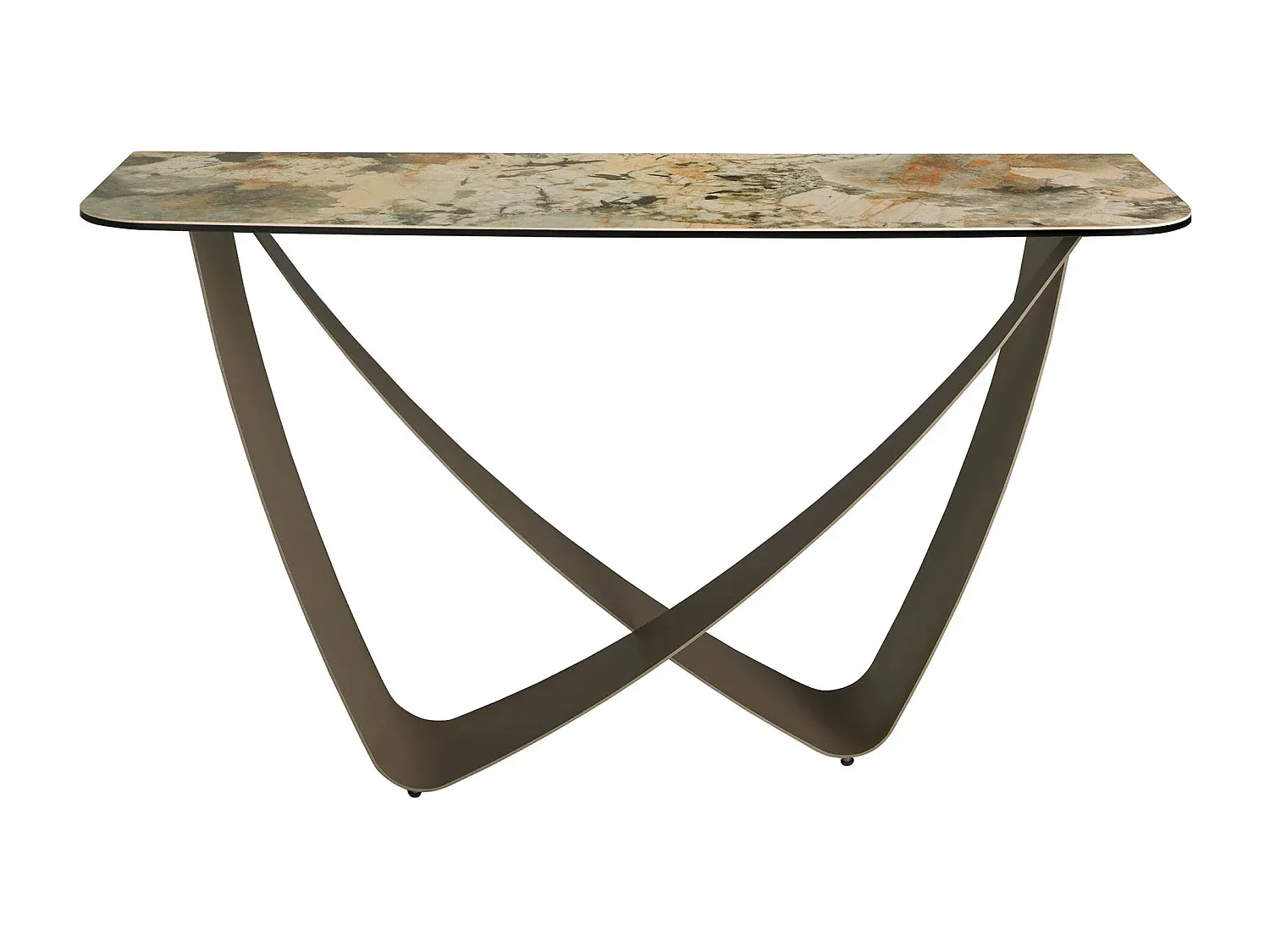 Eleganter Konsolentisch aus Porzellanmarmor und Metall