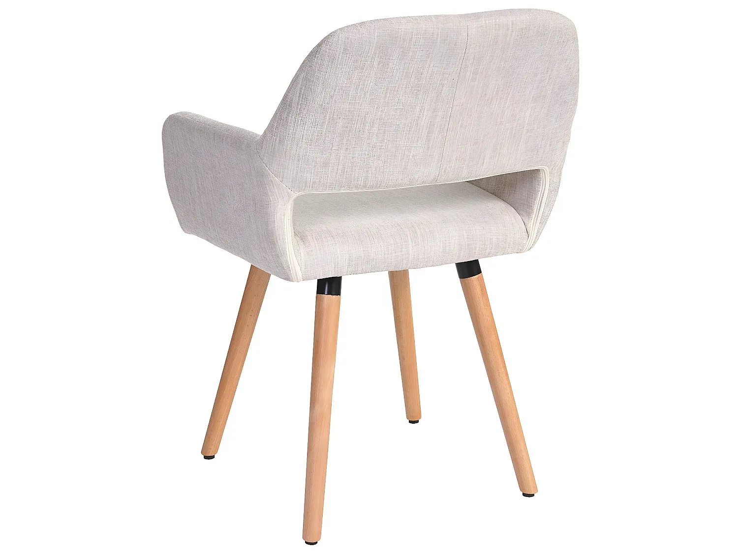 Moderner Esszimmerstuhl-Set aus Stoff in Creme/Grau mit Hellen Beinen