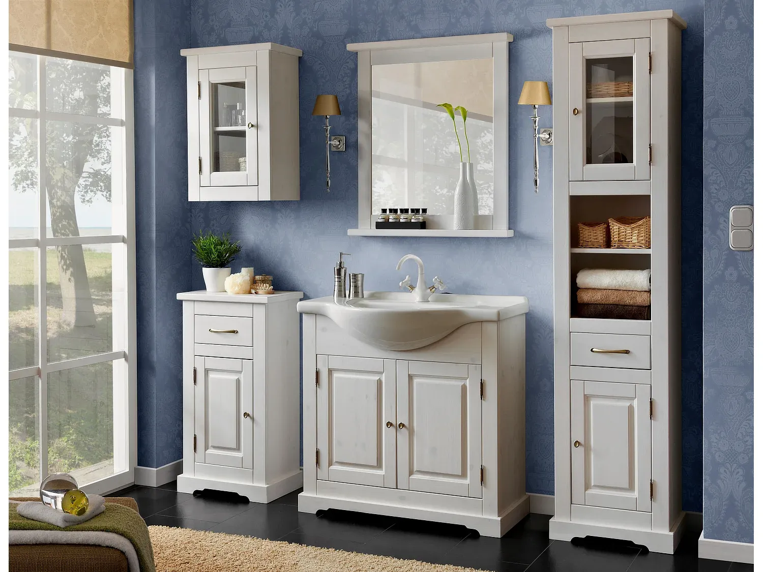 Kompakter Seitenschrank, Weiß, 45x26x70 cm