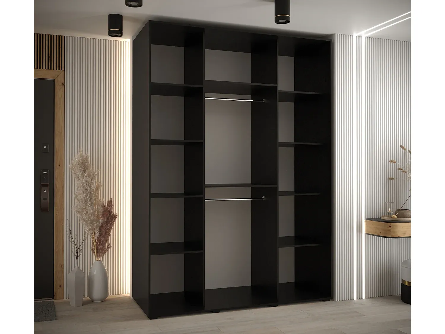 Großer Schwebetürenschrank mit drei Türen