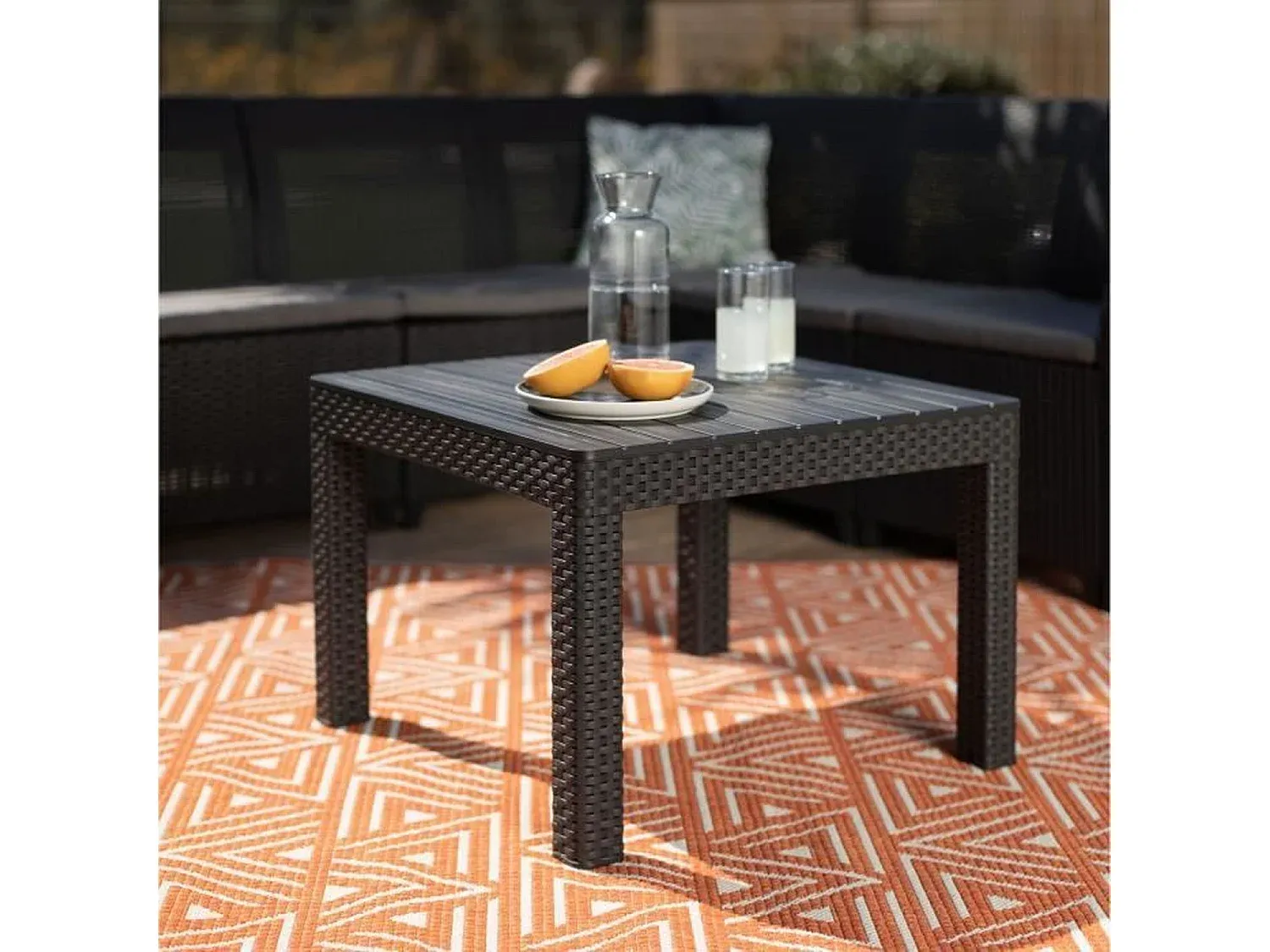 5-sitzige Gartenmöbel aus Flechtoptikharz in Graphit