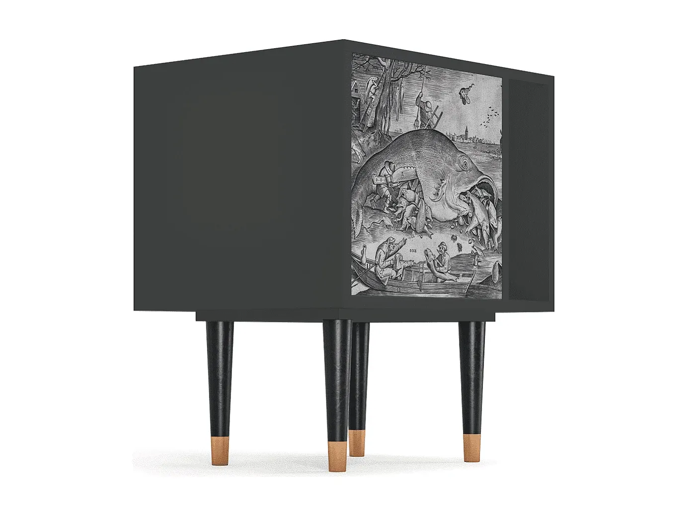 Moderner Nachttisch in Anthrazit mit Stauraum