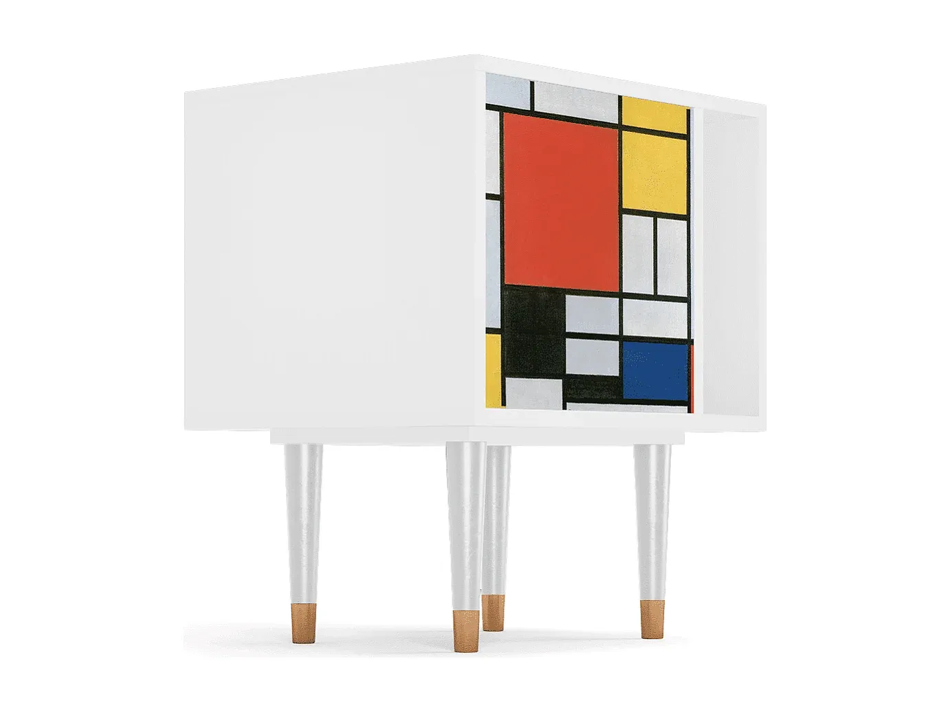 Moderner Nachttisch in Weiß mit Schubladen