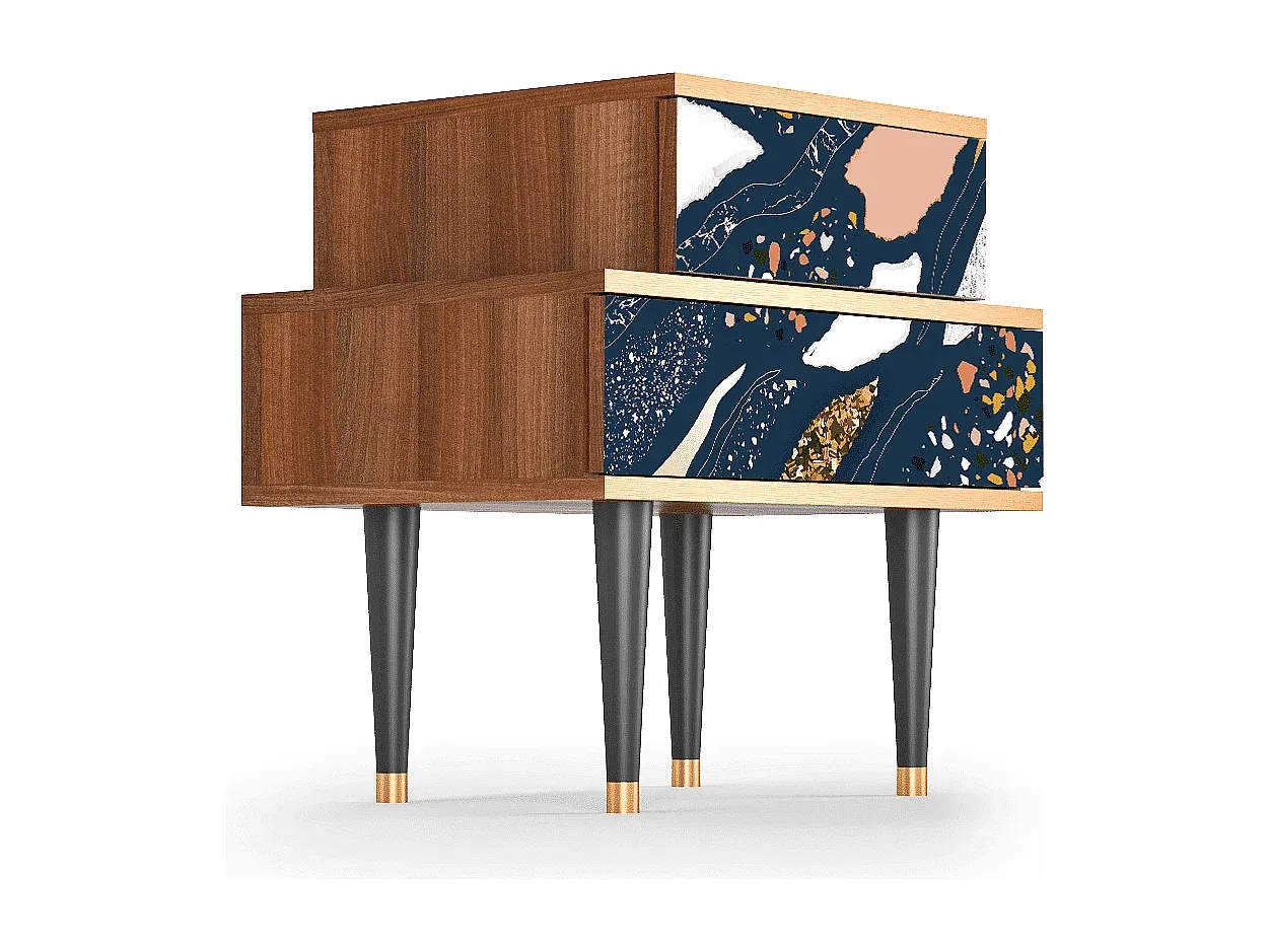 Moderner Nachttisch mit Walnuss-Akzent, 58x58x41 cm