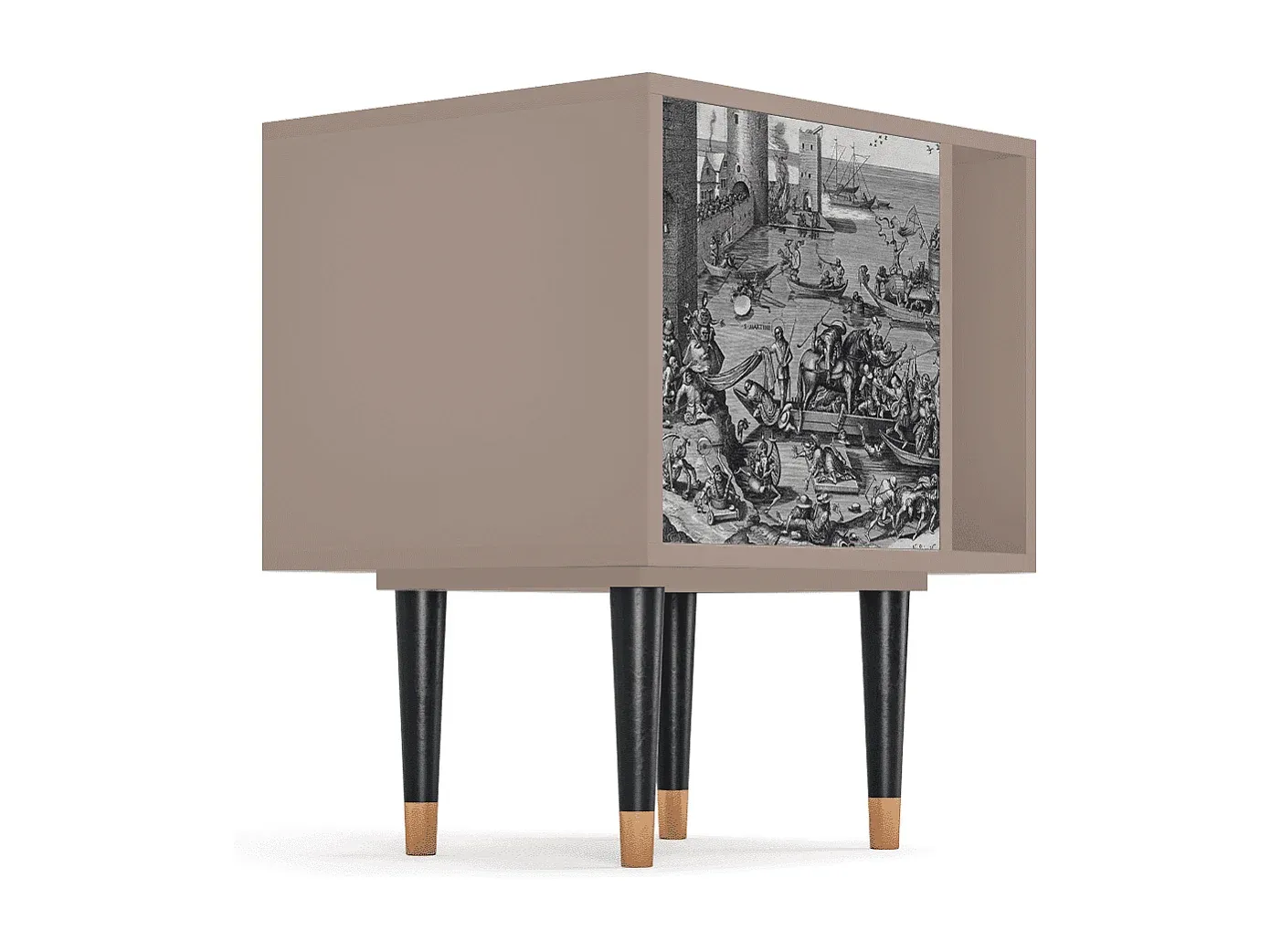 Moderner Nachttisch aus Holz in Beige