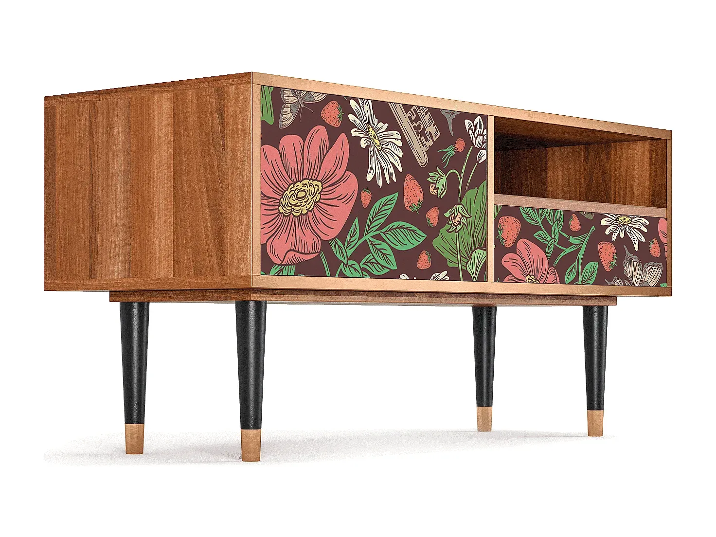 Moderner TV-Schrank in Walnussoptik, 115×59×48 cm