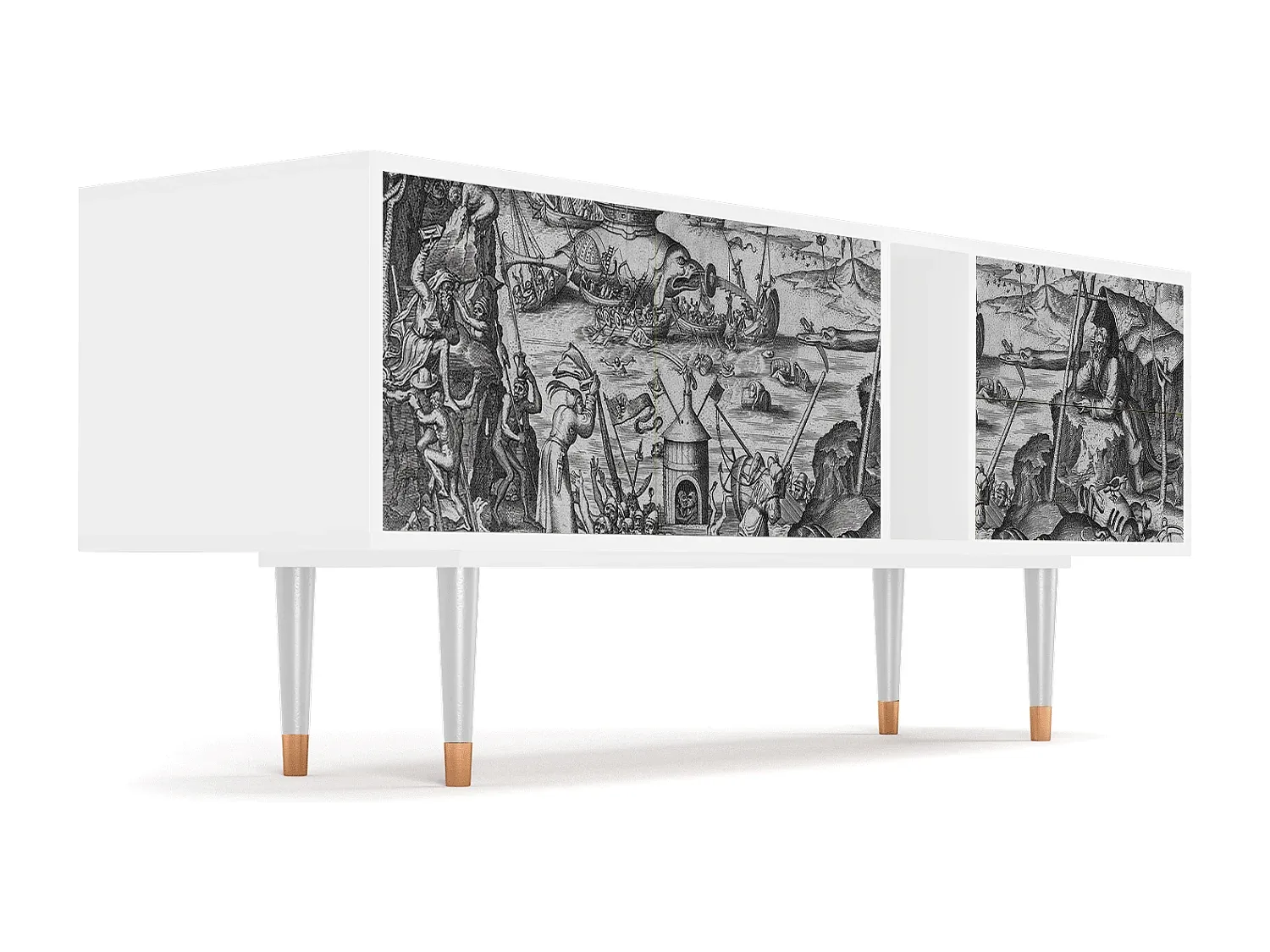 Moderne TV-Kommode mit Stauraum, Weiß