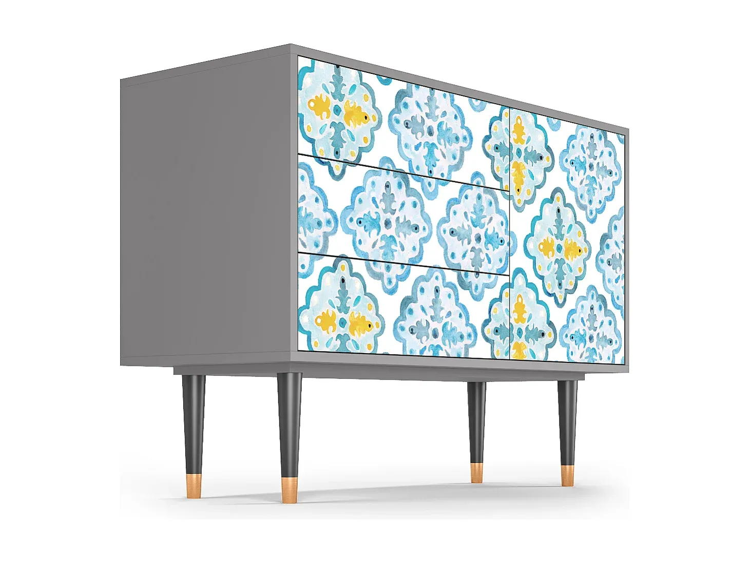 Moderner Sideboard mit Kachelmuster - Grau