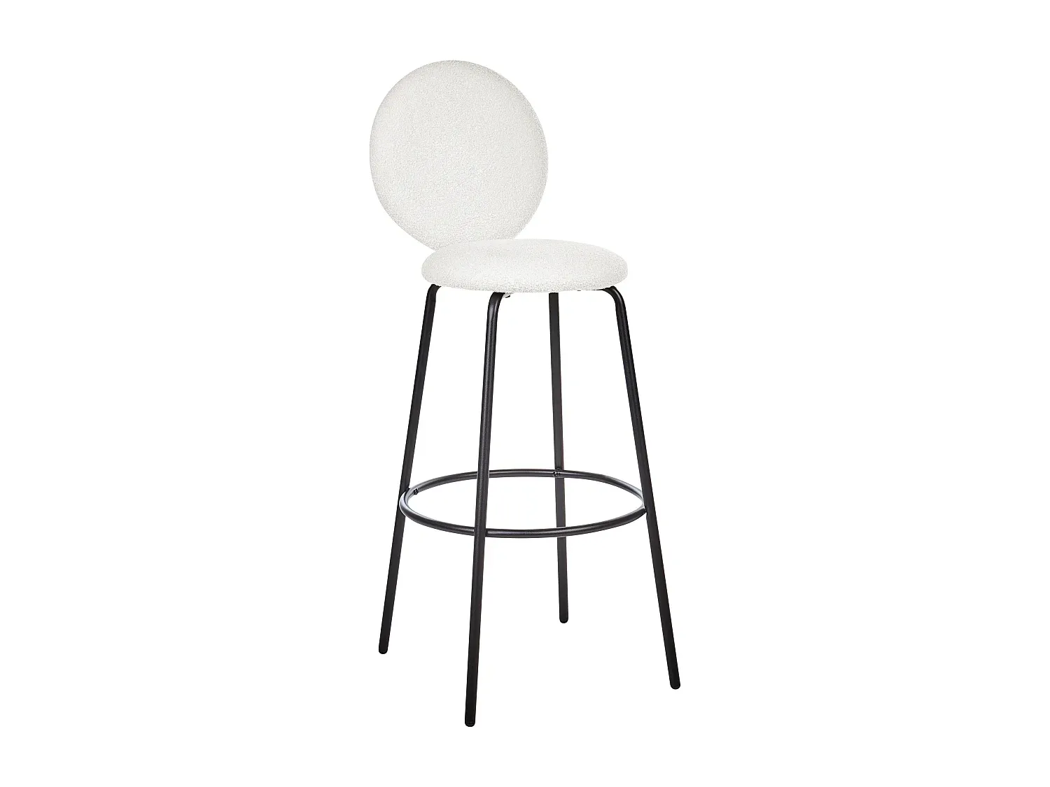 Moderner Barhocker im 2er-Set mit runder Rückenlehne und Fußstützen, Weiß