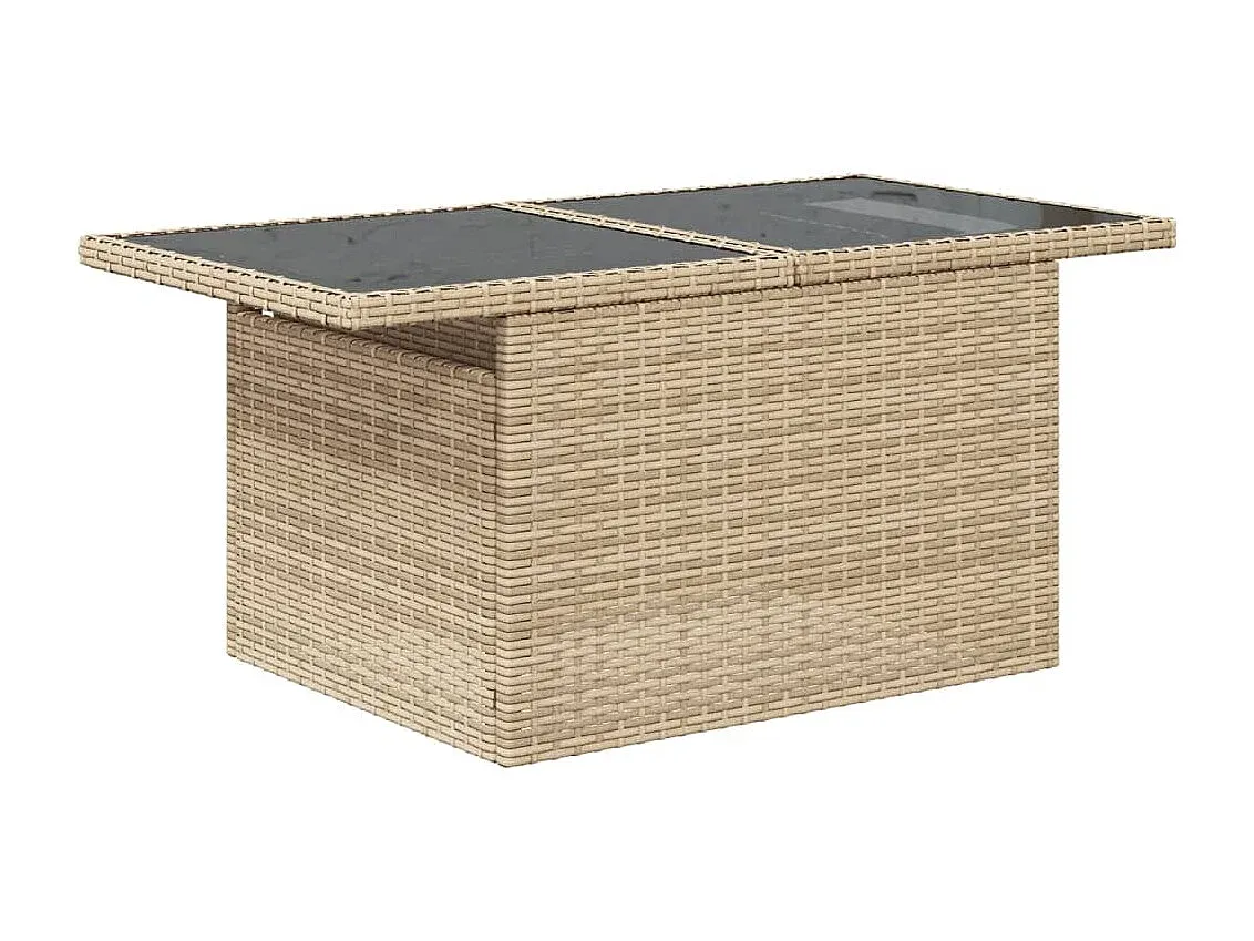 Elegante Gartensofagarnitur mit Kissen, Poly Rattan, Beige