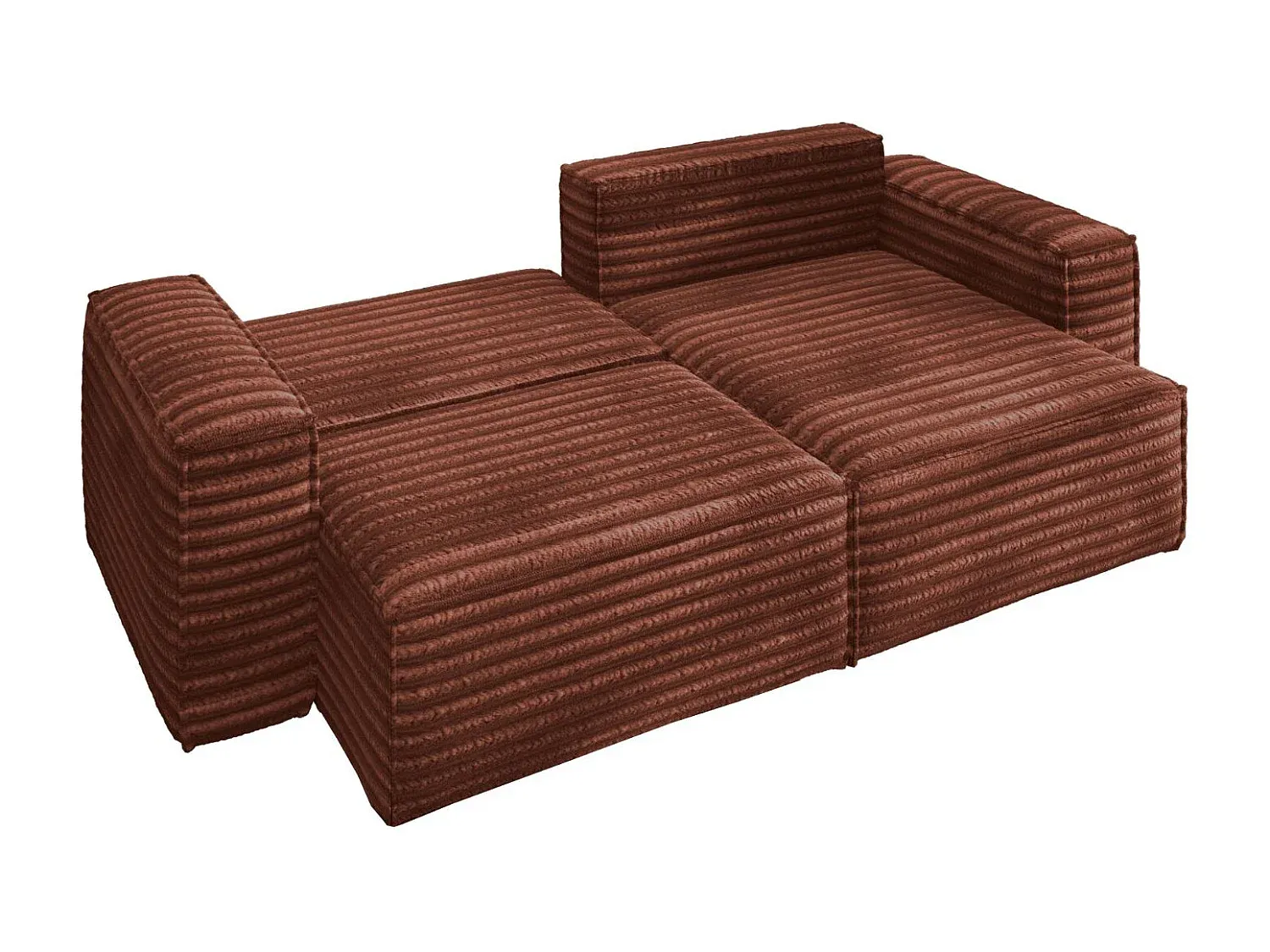 Ecksofa mit Schlaffunktion aus Stoff, Kupfer, rechts