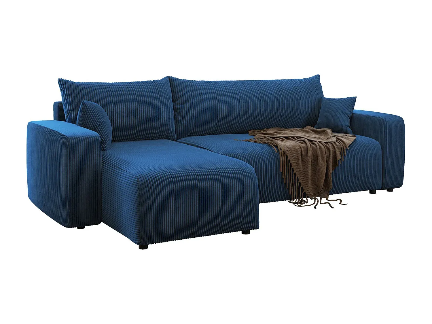 Ecksofa mit Schlaffunktion und Stauraum in Marineblau