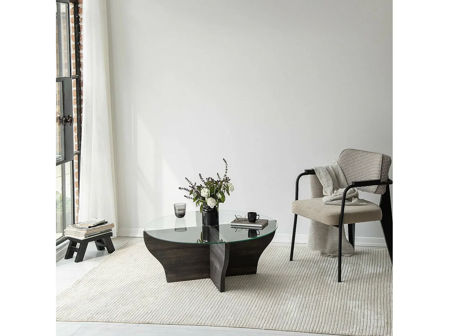 Moderner Couchtisch mit Ablage, 92x92x36 cm, Anthrazit