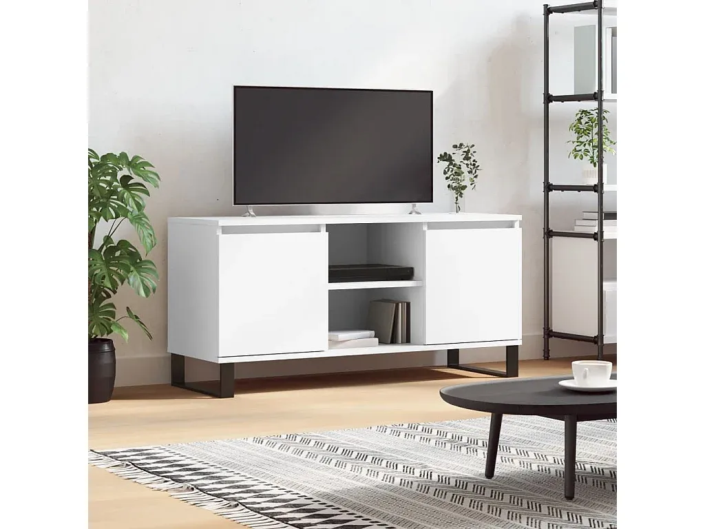 Moderner TV-Schrank in Weiß, 104x35x50 cm