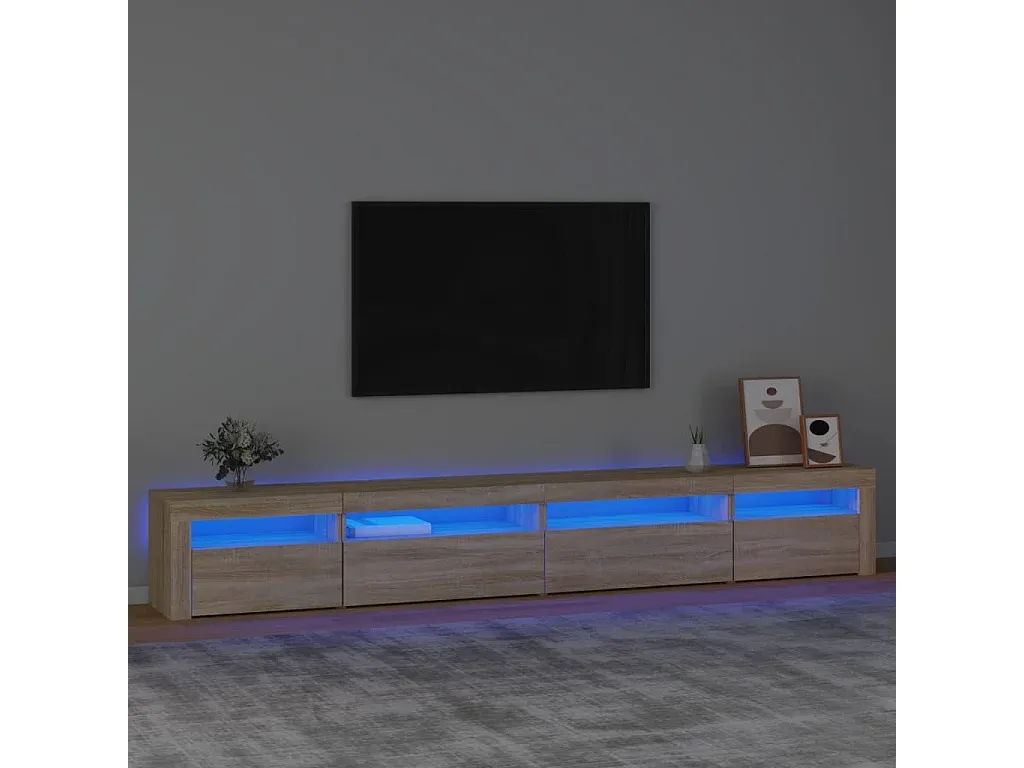 Fernsehschrank mit LED-Beleuchtung, Eiche Sonoma, 270x35x40 cm