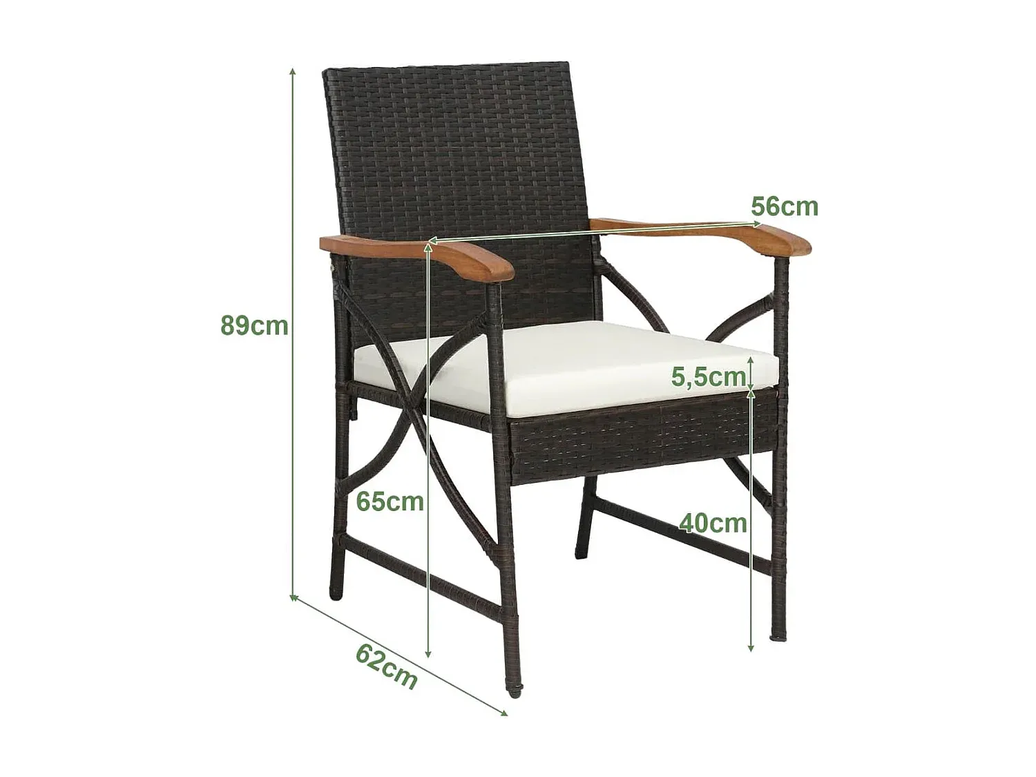 Zweier-Set aus wetterfestem Geflecht-Gartenstuhl