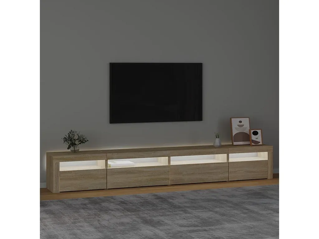 Fernsehschrank mit LED-Beleuchtung, Eiche Sonoma, 270x35x40 cm