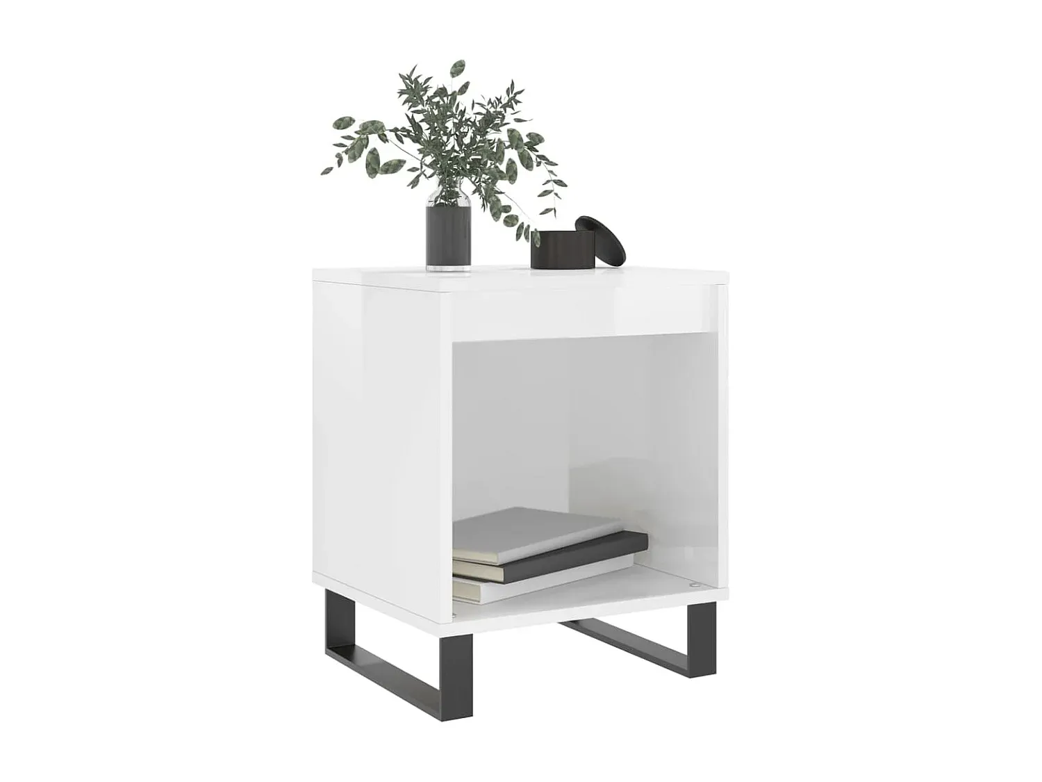 Nachttisch-Set, Hochglanz Weiß, 40x35x50 cm, Holz