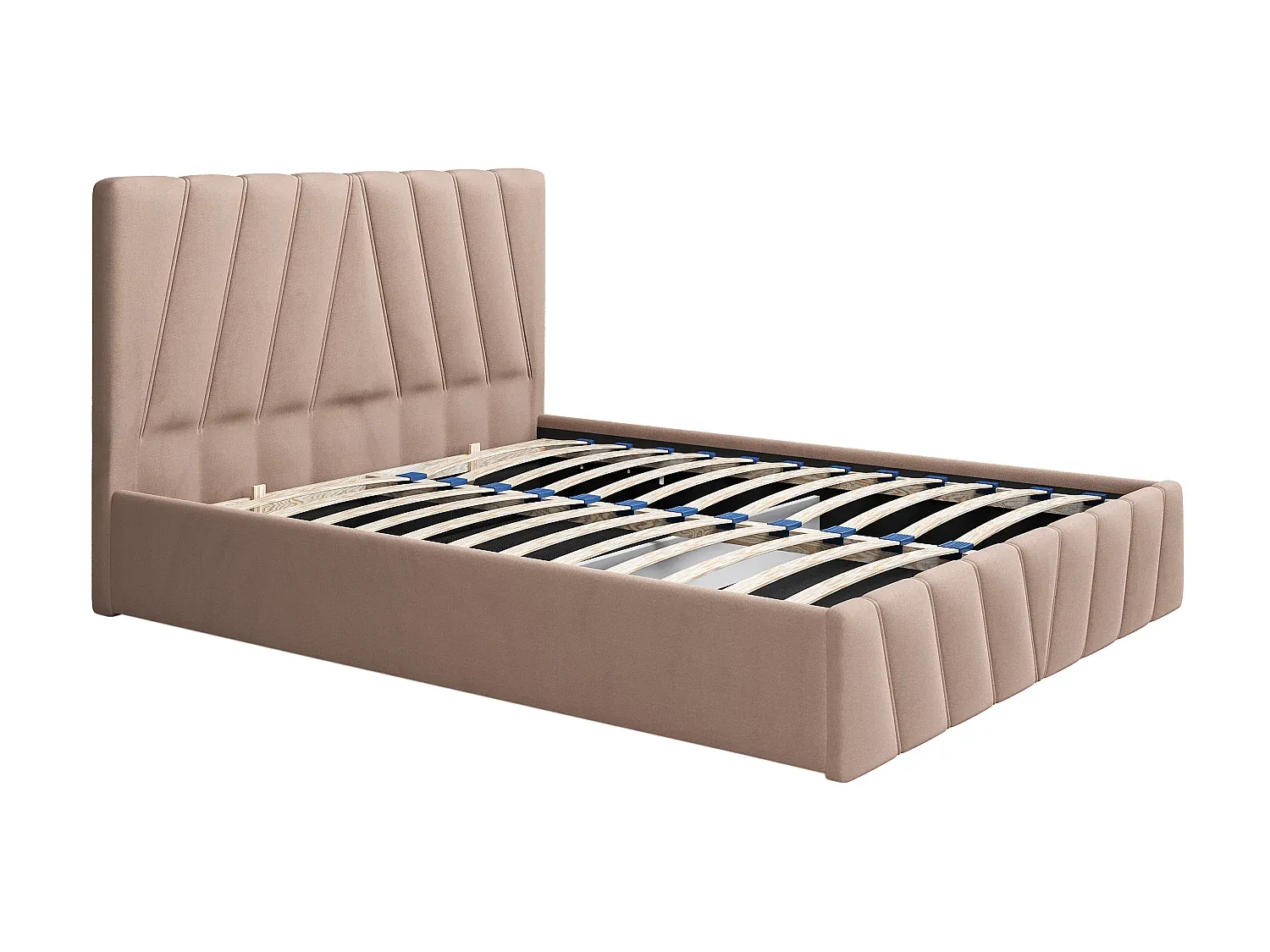 Beige Bett mit Stauraum und Matratze, 160 x 200 cm