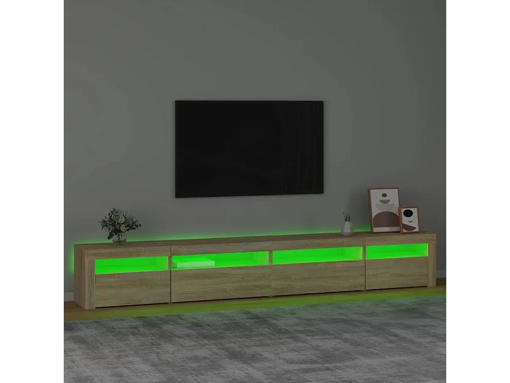 Fernsehschrank mit LED-Beleuchtung, Eiche Sonoma, 270x35x40 cm
