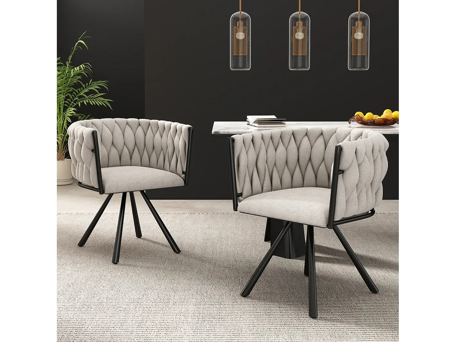 Verstellbare Esszimmerstühle im 2er-Set mit Armlehnen