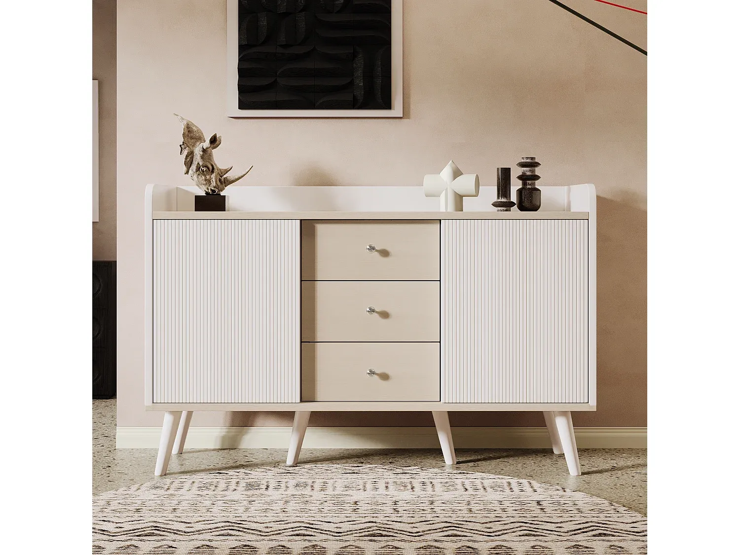 Modernes Sideboard mit Schubladen und Türen in Naturweiß
