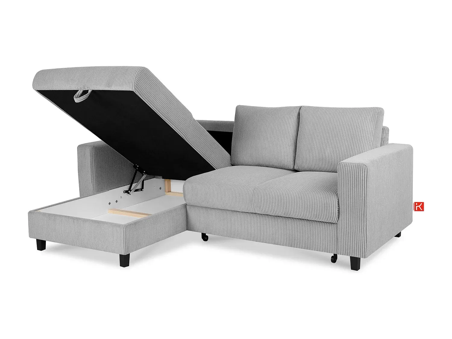 Modernes Ecksofa mit Stoffbezug in Hellgrau