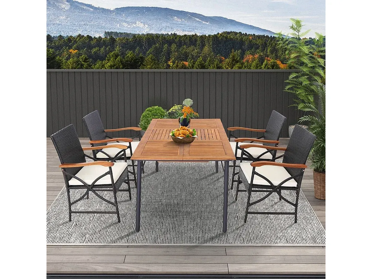 Zweier-Set aus wetterfestem Geflecht-Gartenstuhl