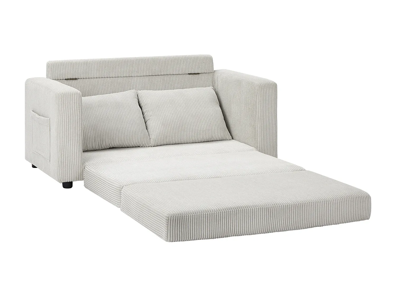 Zweisitzer-Sofa mit Schlaffunktion in Cord Beige