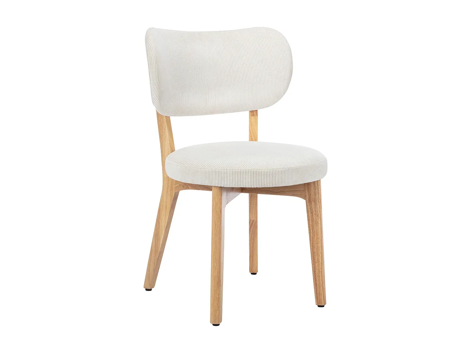 Esszimmerstuhl-Set aus Cord und Holz, Weiß, 2er-Pack