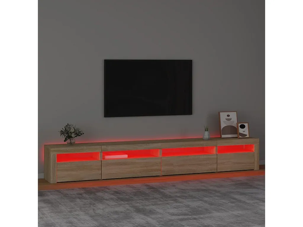 Fernsehschrank mit LED-Beleuchtung, Eiche Sonoma, 270x35x40 cm