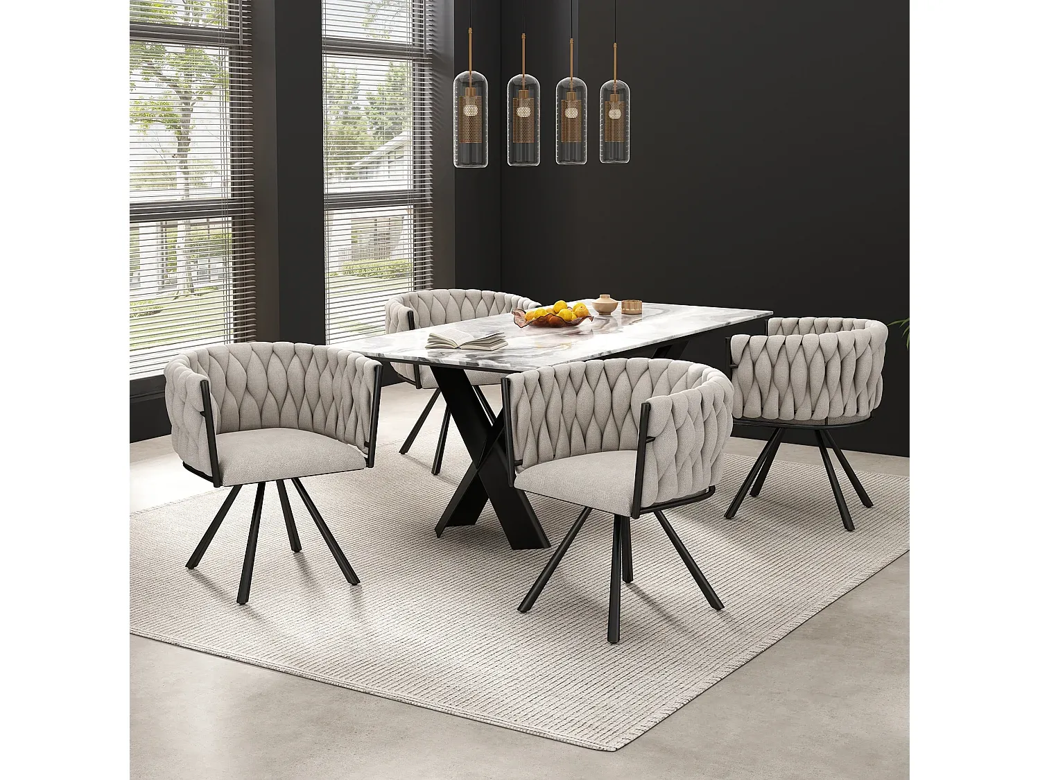 Verstellbare Esszimmerstühle im 2er-Set mit Armlehnen