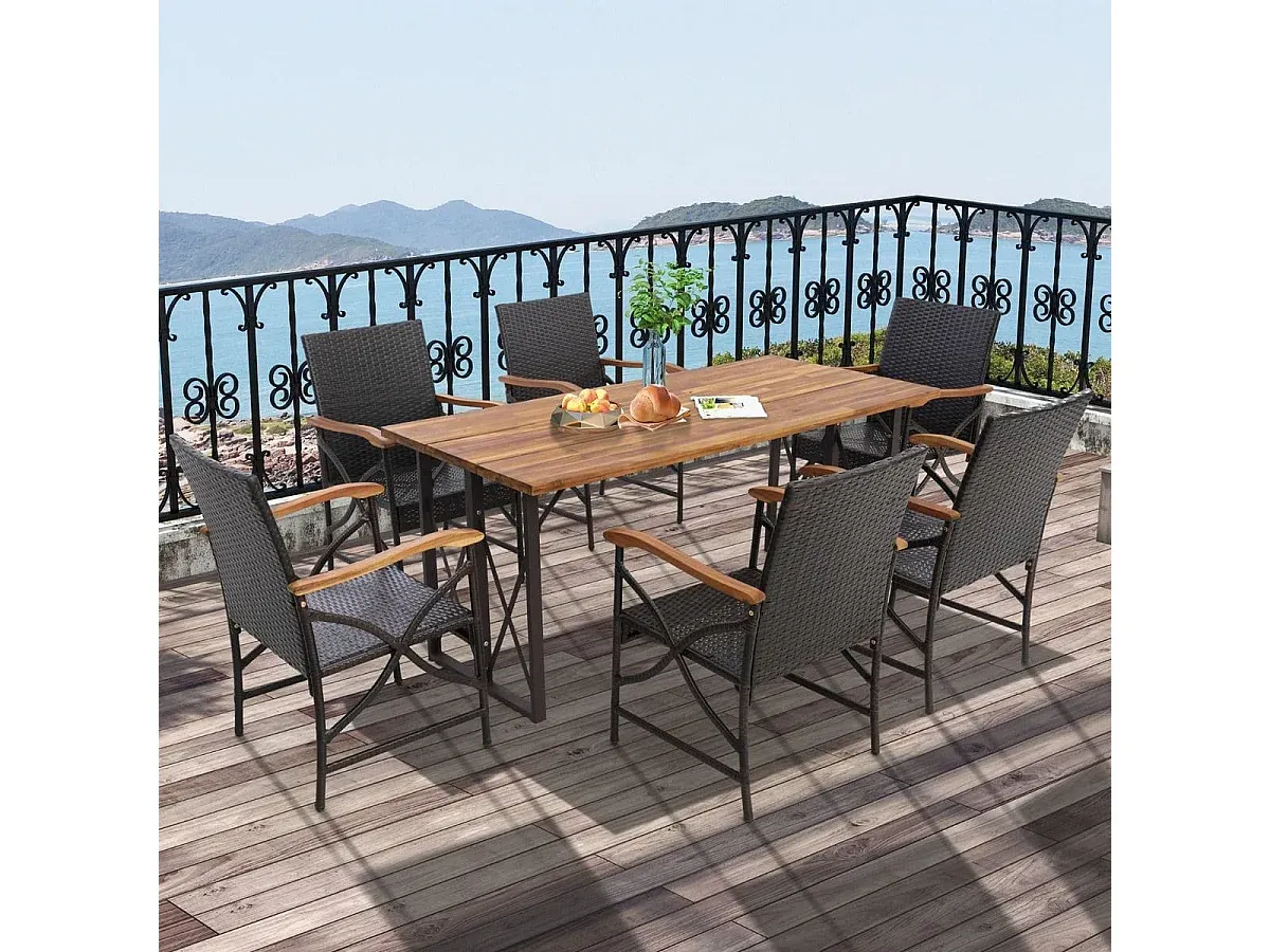 Zweier-Set aus wetterfestem Geflecht-Gartenstuhl