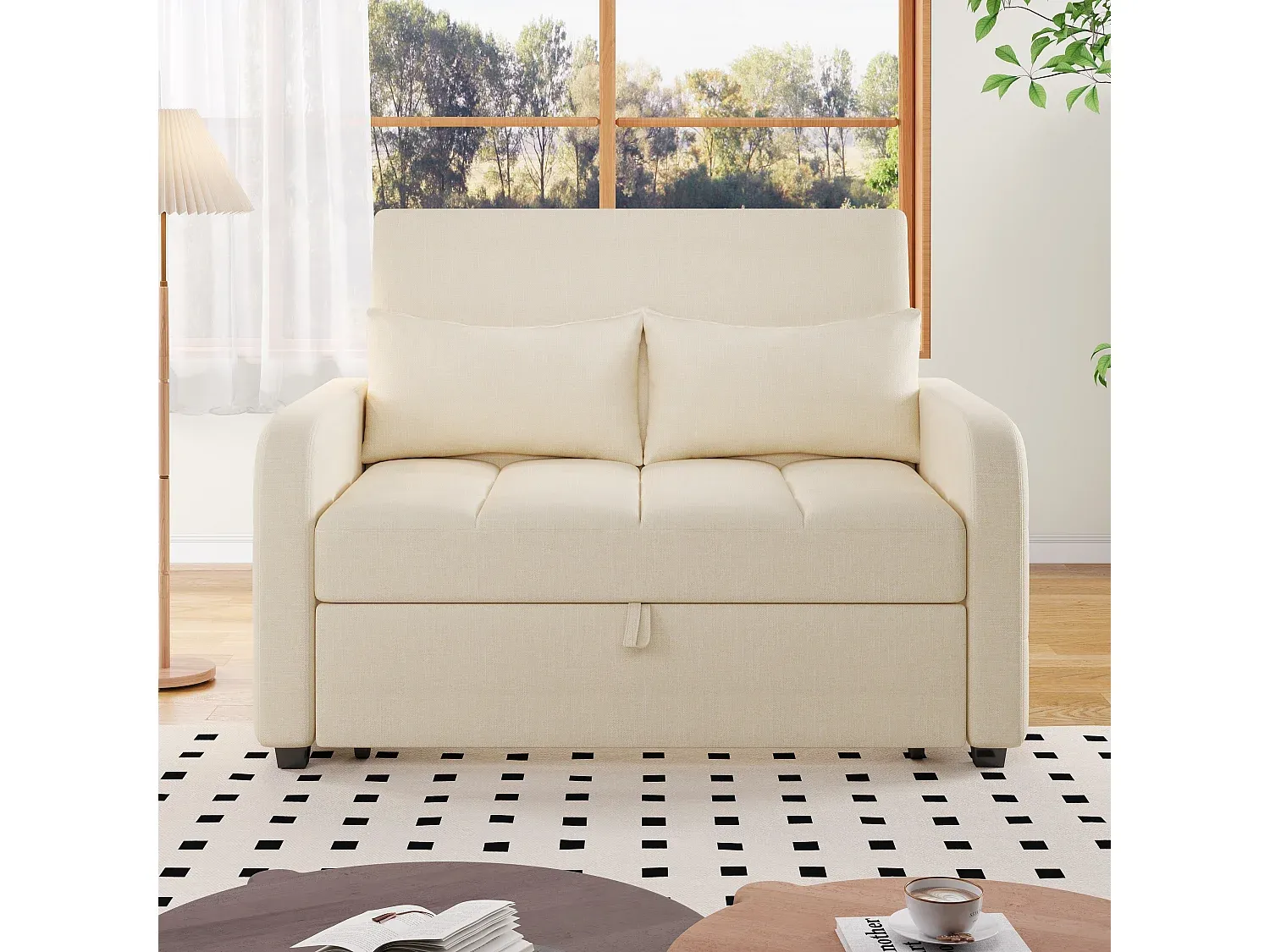 Verstellbares Schlafsofa aus grauem Leinen für jeden Raum