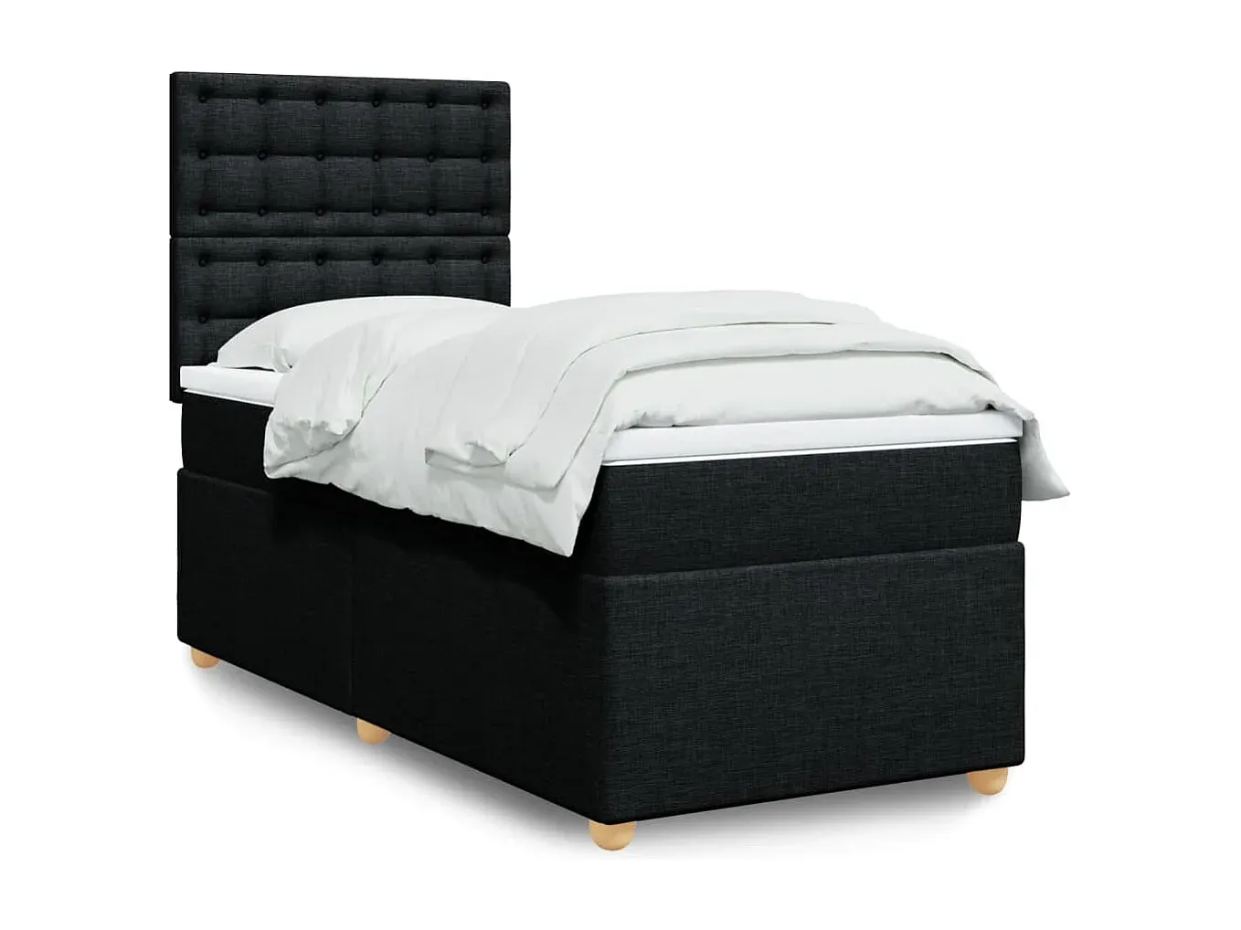 Komfortables Boxspringbett mit Stoffbezug, 80x200 cm, Schwarz