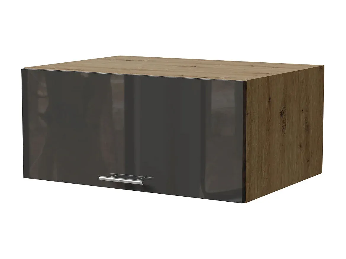 Küchenschrank Hochglanz Graphit mit Eiche Dekor