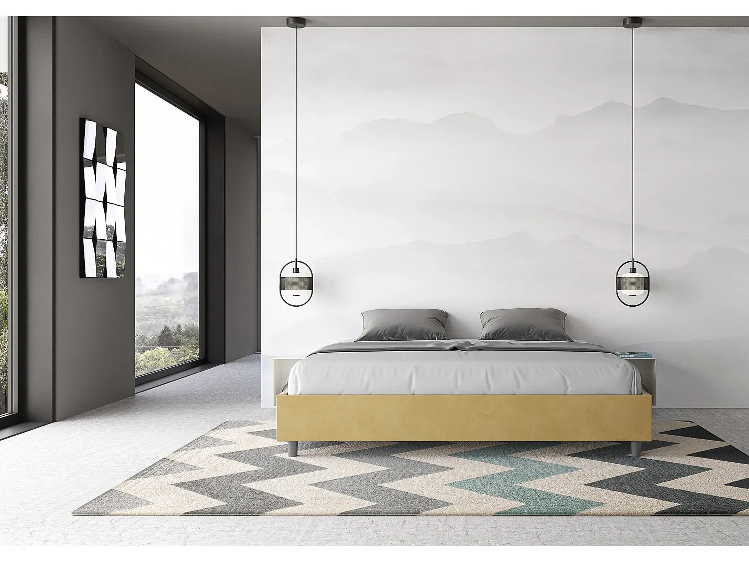 Polsterbett mit Stauraum 180x200 Mikrofaser Ocker