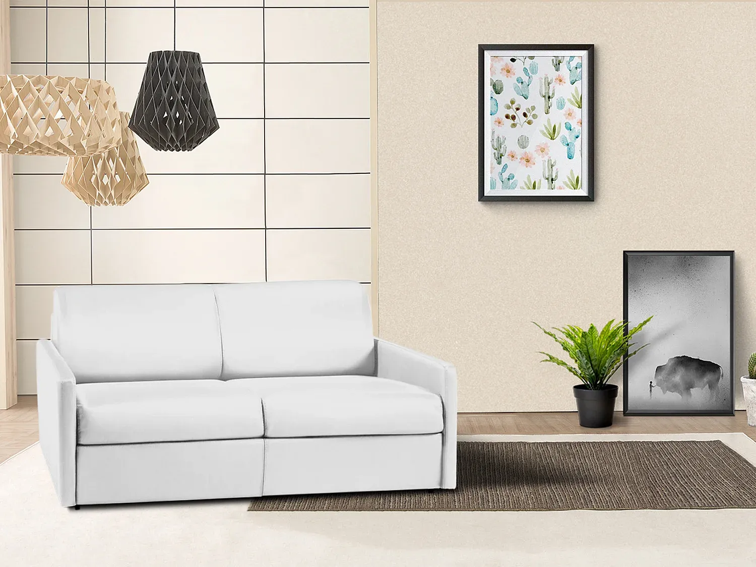 Komfortables Schlafsofa in Weiß, 3-Sitzer, 140cm