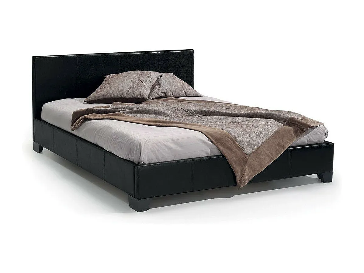 Elegantes schwarzes Doppelbett für Erwachsene 160x200 cm mit Lattenrost