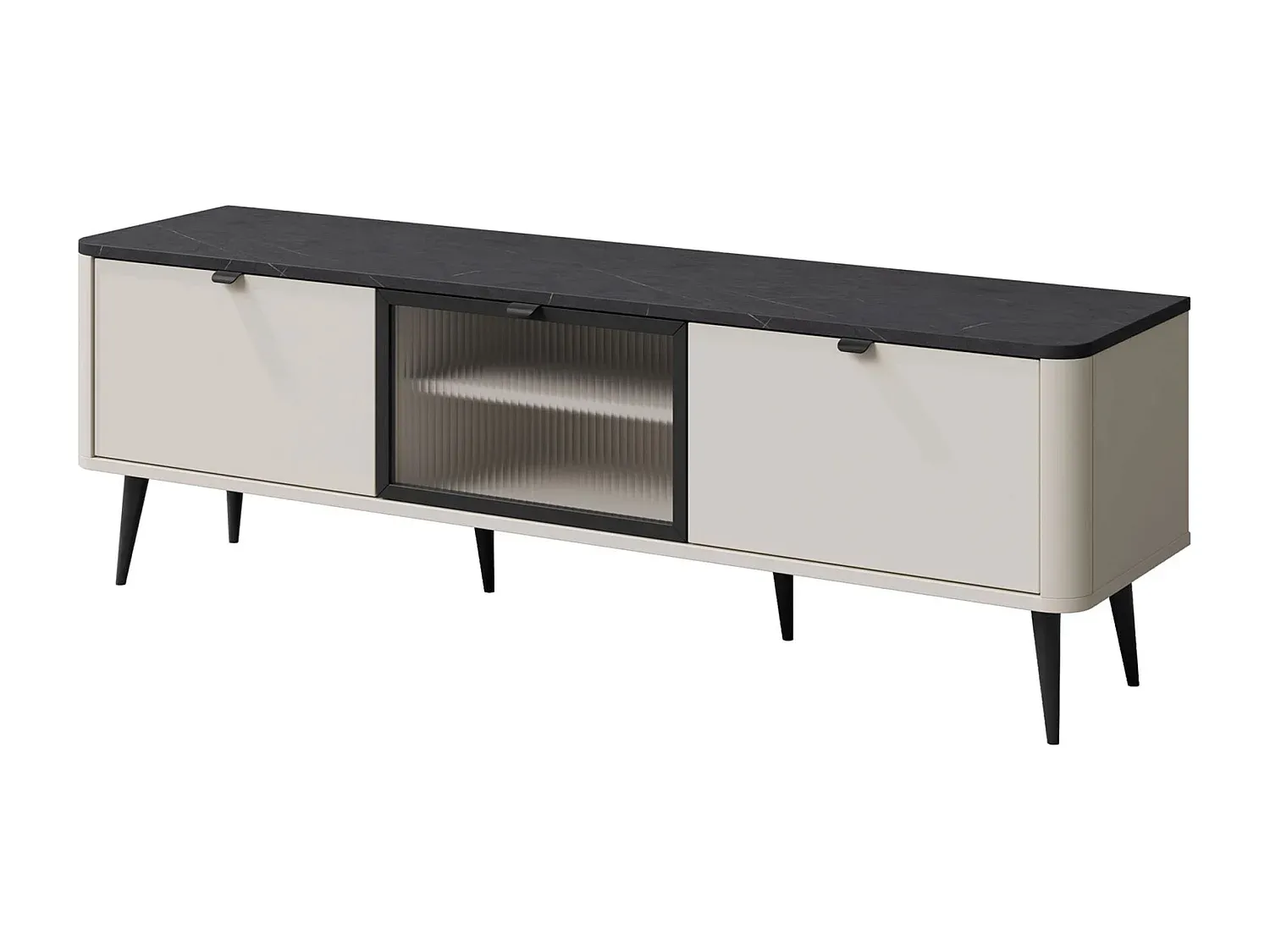 Elegantes Lowboard in Kaschmir und Graustein, 160x40x52cm