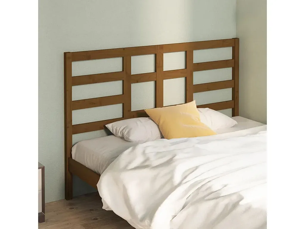 Bett-Kopfteil aus Kiefernholz in Honigbraun