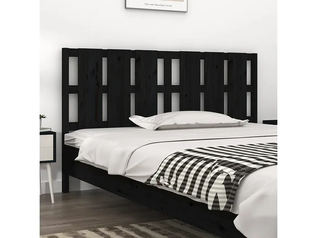 Schwarzes Holzbett Kopfteil 185,5x4x100 cm Kiefer
