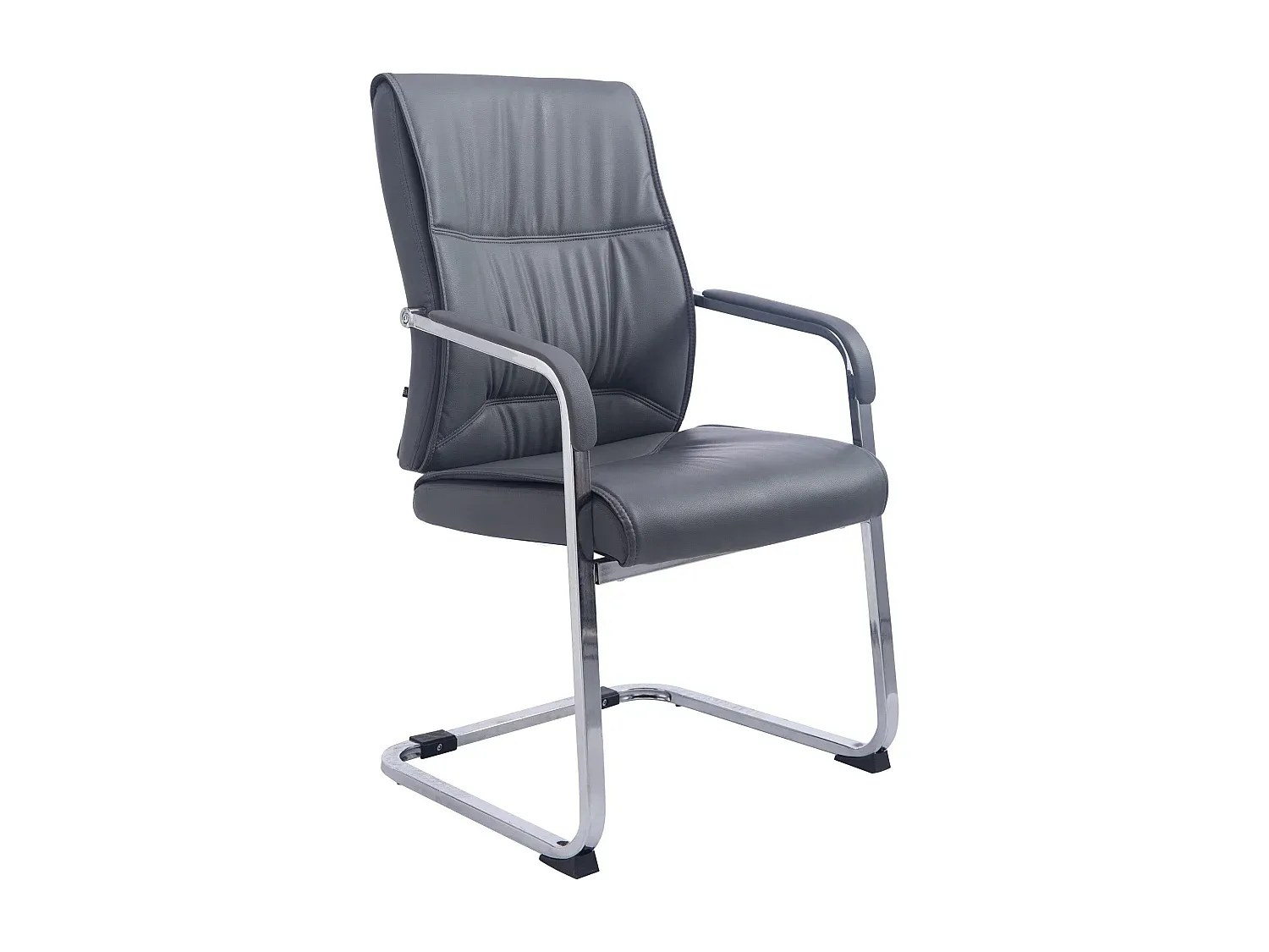 Moderner Freischwinger Stuhl aus Kunstleder in Grau