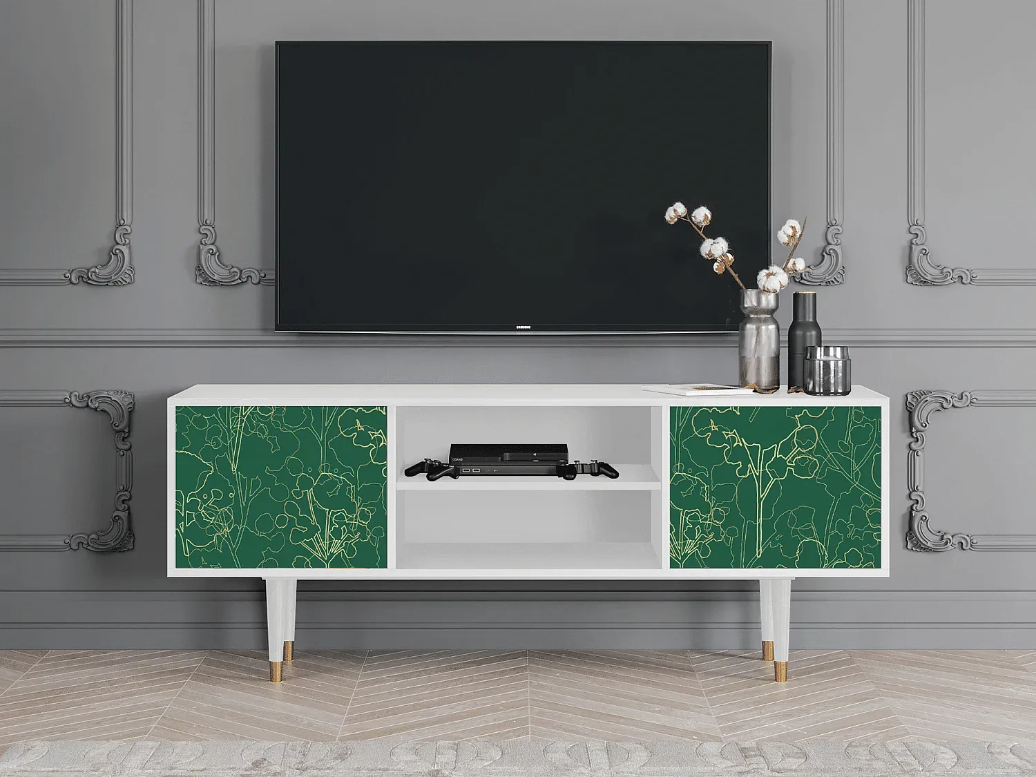 Vielseitiges TV-Möbel mit großzügigem Stauraum, modernem Design