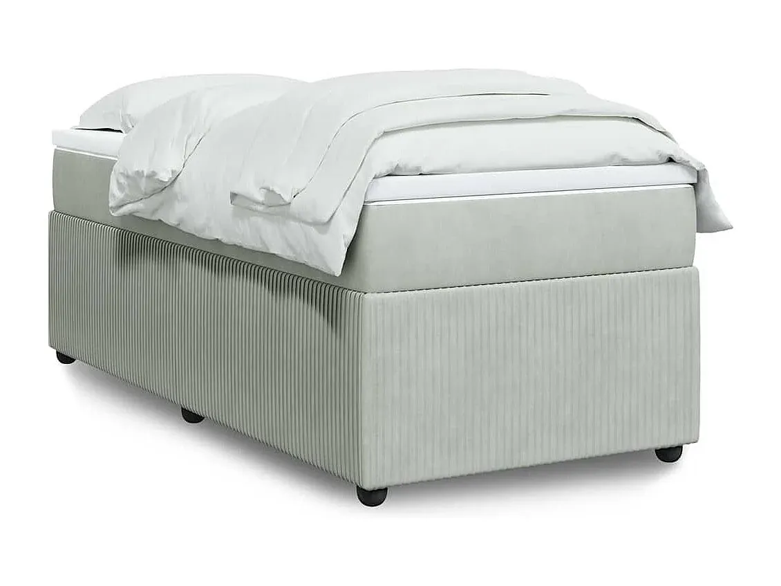 Komfortables Samt-Bett 90x200 cm in Hellgrau